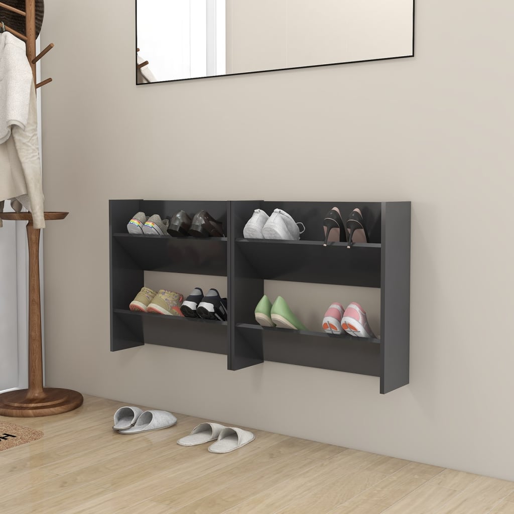 Wall Shoe Cabinet 80X18X Engineered Wood Grey