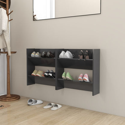 Wall Shoe Cabinet 80X18X Engineered Wood Grey