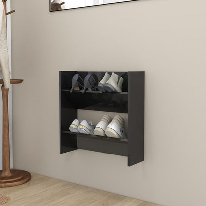 Wall Shoe Cabinets 2 Pcs 60X18X Engineered Wood High Gloss Black