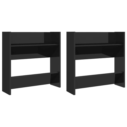 Wall Shoe Cabinets 2 Pcs 60X18X Engineered Wood High Gloss Black