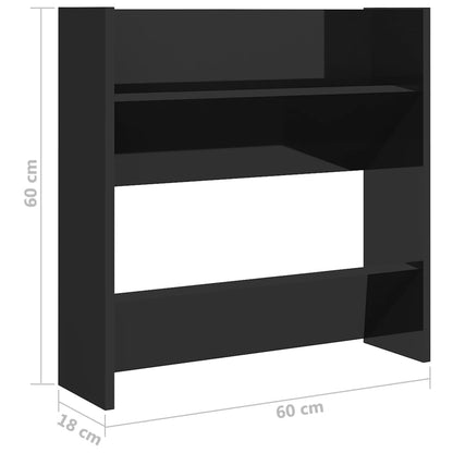 Wall Shoe Cabinets 2 Pcs 60X18X Engineered Wood High Gloss Black
