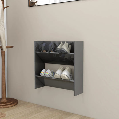 Wall Shoe Cabinets 2 Pcs 60X18X Engineered Wood High Gloss Grey