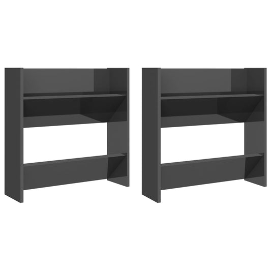Wall Shoe Cabinets 2 Pcs 60X18X Engineered Wood High Gloss Grey