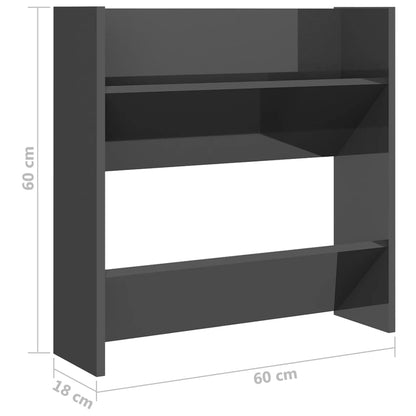 Wall Shoe Cabinets 2 Pcs 60X18X Engineered Wood High Gloss Grey