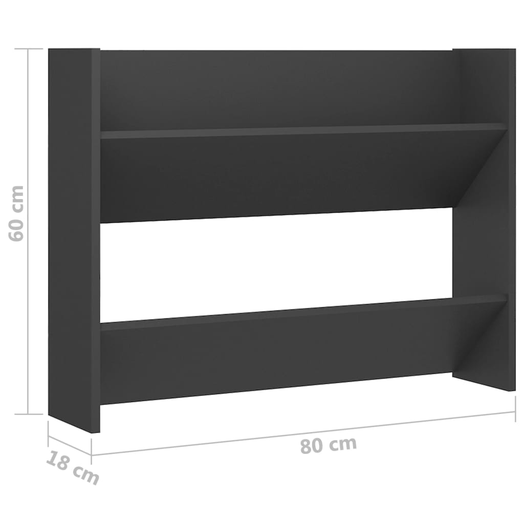 Wall Shoe Cabinet 80X18X Engineered Wood Grey
