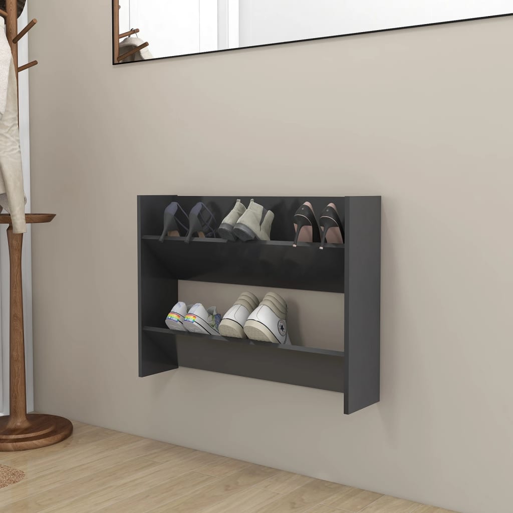 Wall Shoe Cabinet 80X18X Engineered Wood Grey