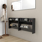 Wall Shoe Cabinets 2 Pcs 60X18X Engineered Wood High Gloss Black