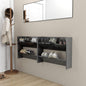 Wall Shoe Cabinets 2 Pcs 60X18X Engineered Wood High Gloss Grey