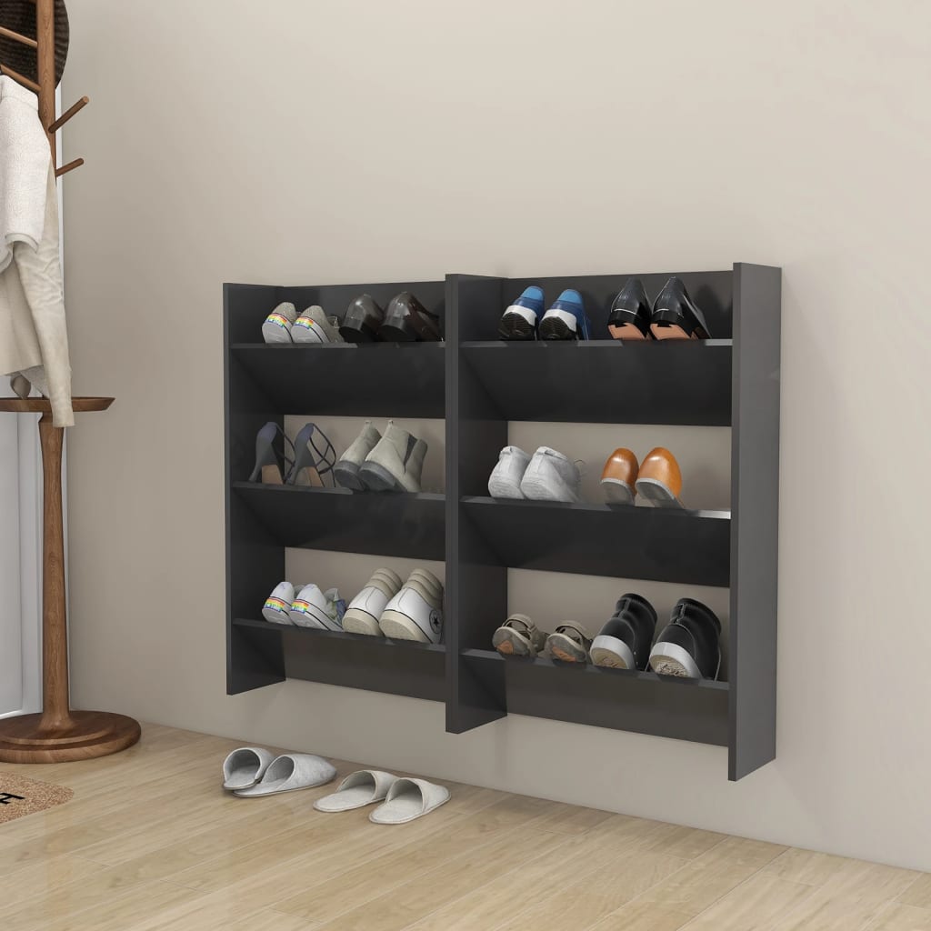 Wall Shoe Cabinet 80X18X Engineered Wood Grey