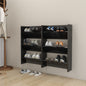 Wall Shoe Cabinets 2 Pcs 60X18X Engineered Wood High Gloss Black