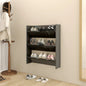 Wall Shoe Cabinets 2 Pcs 60X18X Engineered Wood High Gloss Grey