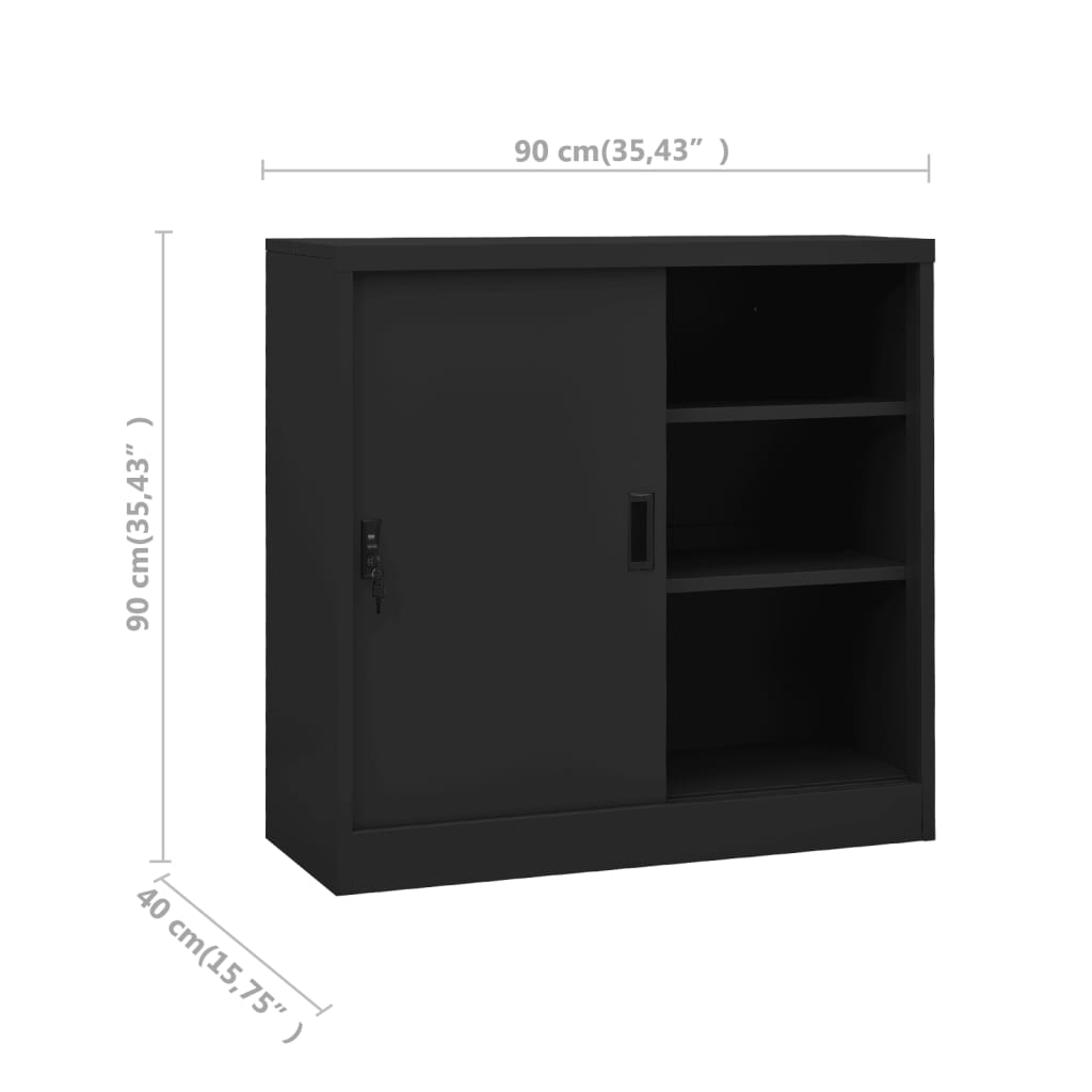Office Cabinet With Sliding Door 90X40X90 Cm Steel