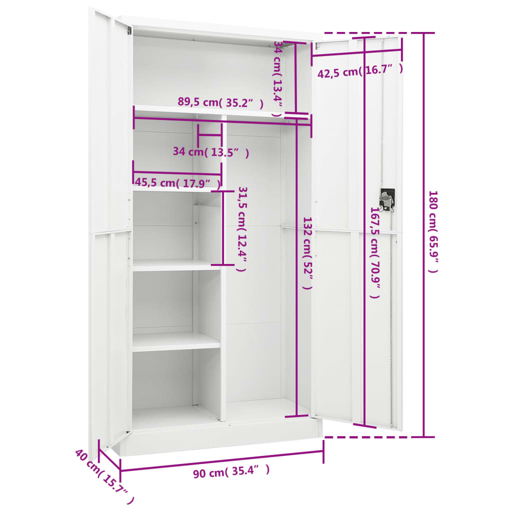 Locker Cabinet 90X40X180 Cm Steel
