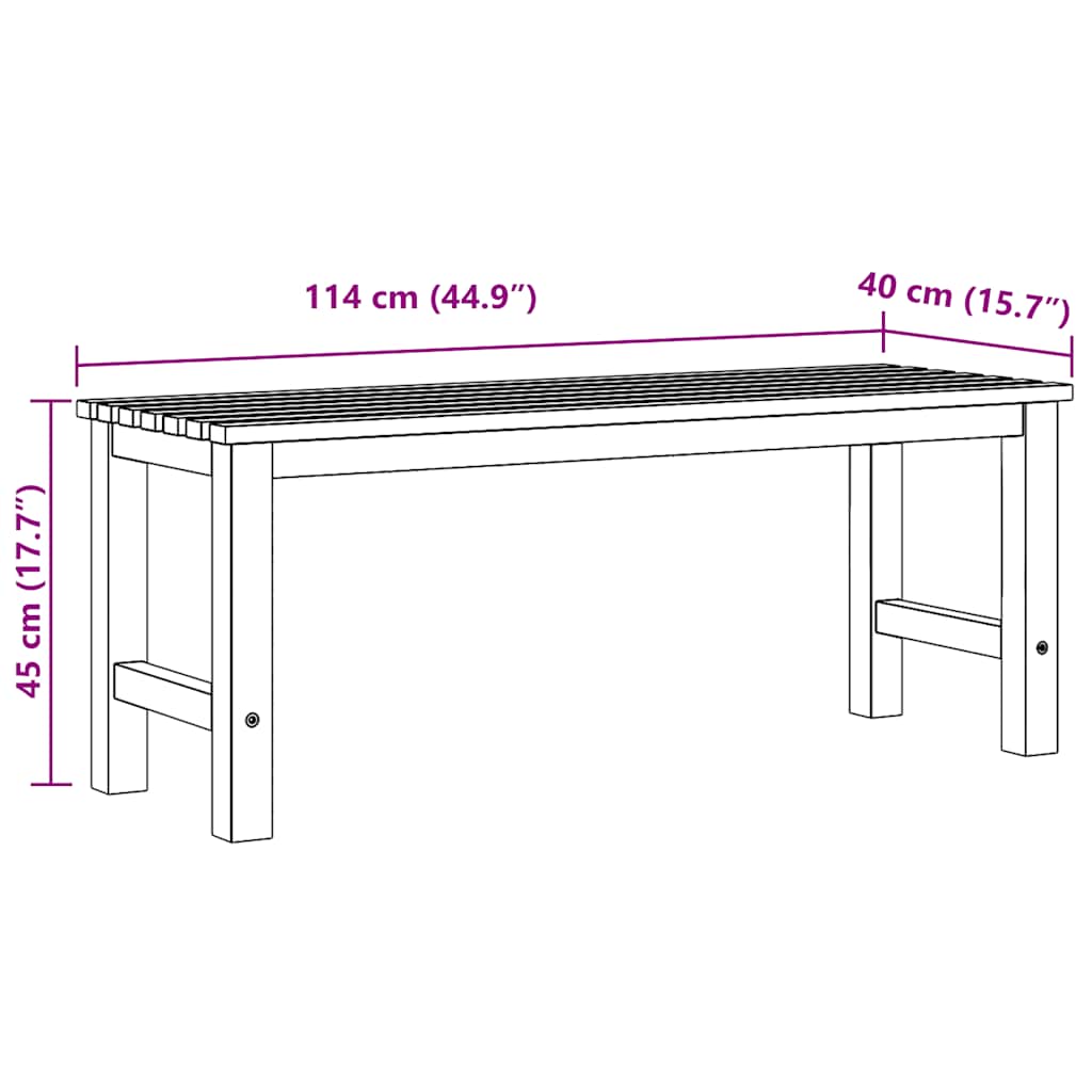 Garden Bench 114 Cm Solid Teak Wood