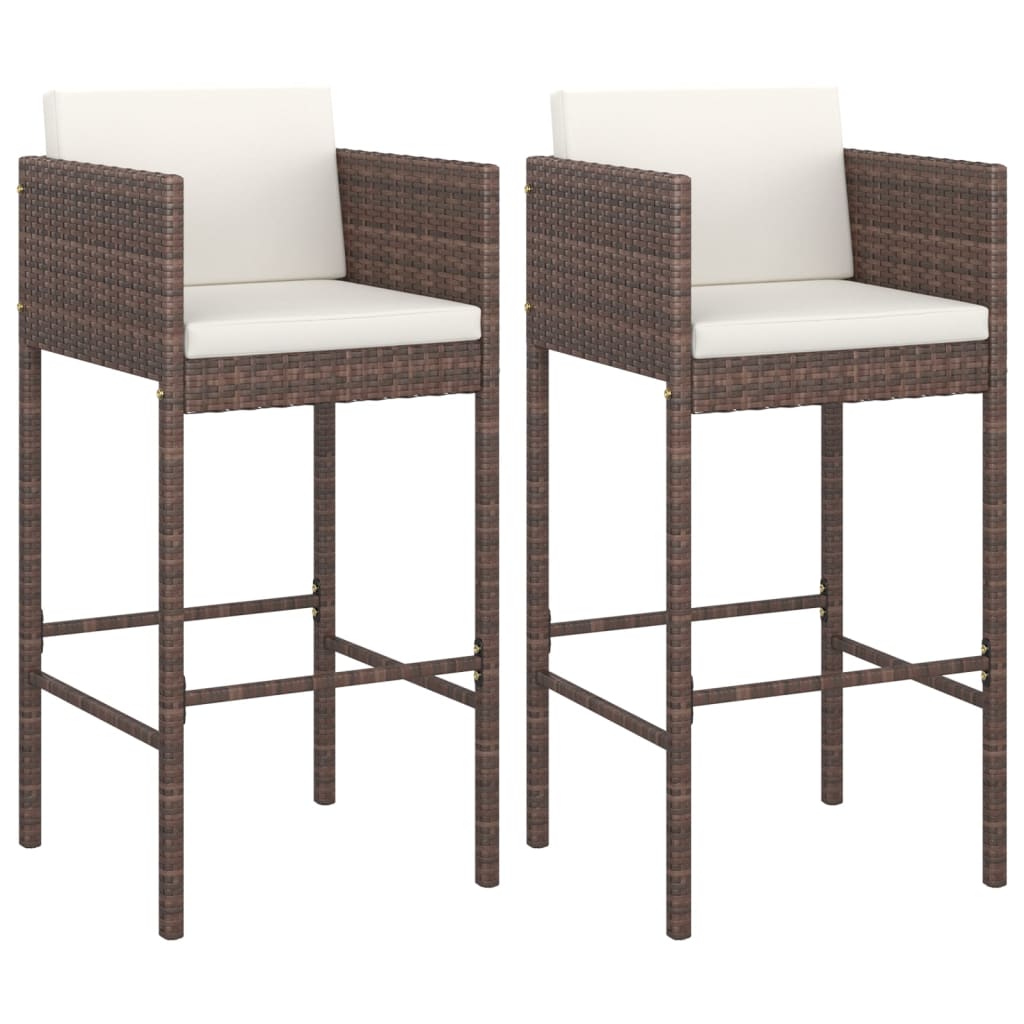 Bar Stools 2 Pcs With Cushions Poly Rattan