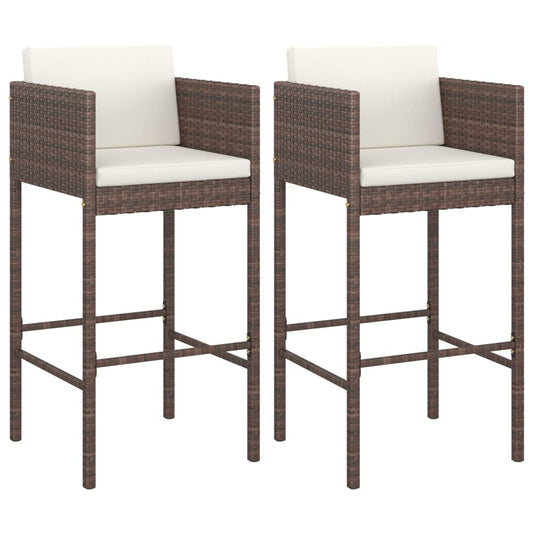 Bar Stools 2 Pcs With Cushions Poly Rattan
