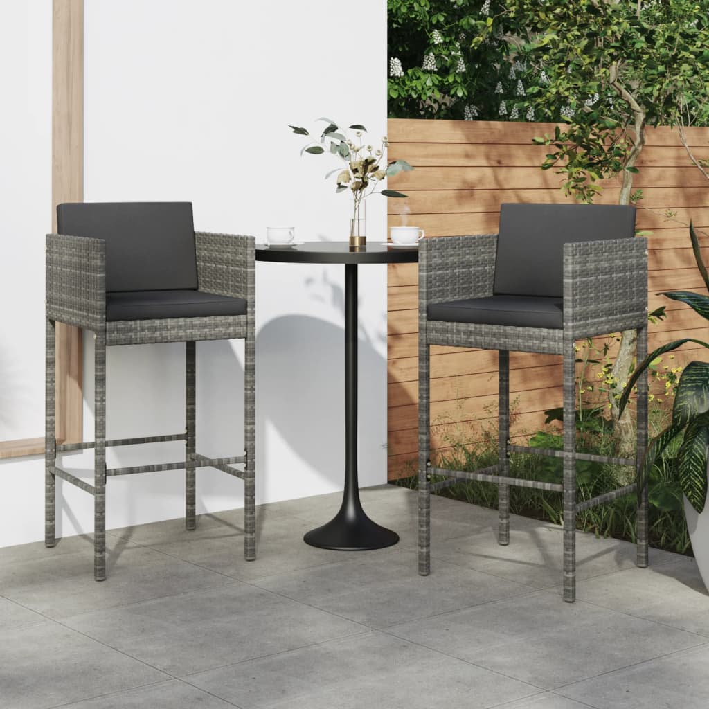 Bar Stools 2 Pcs With Cushions Poly Rattan