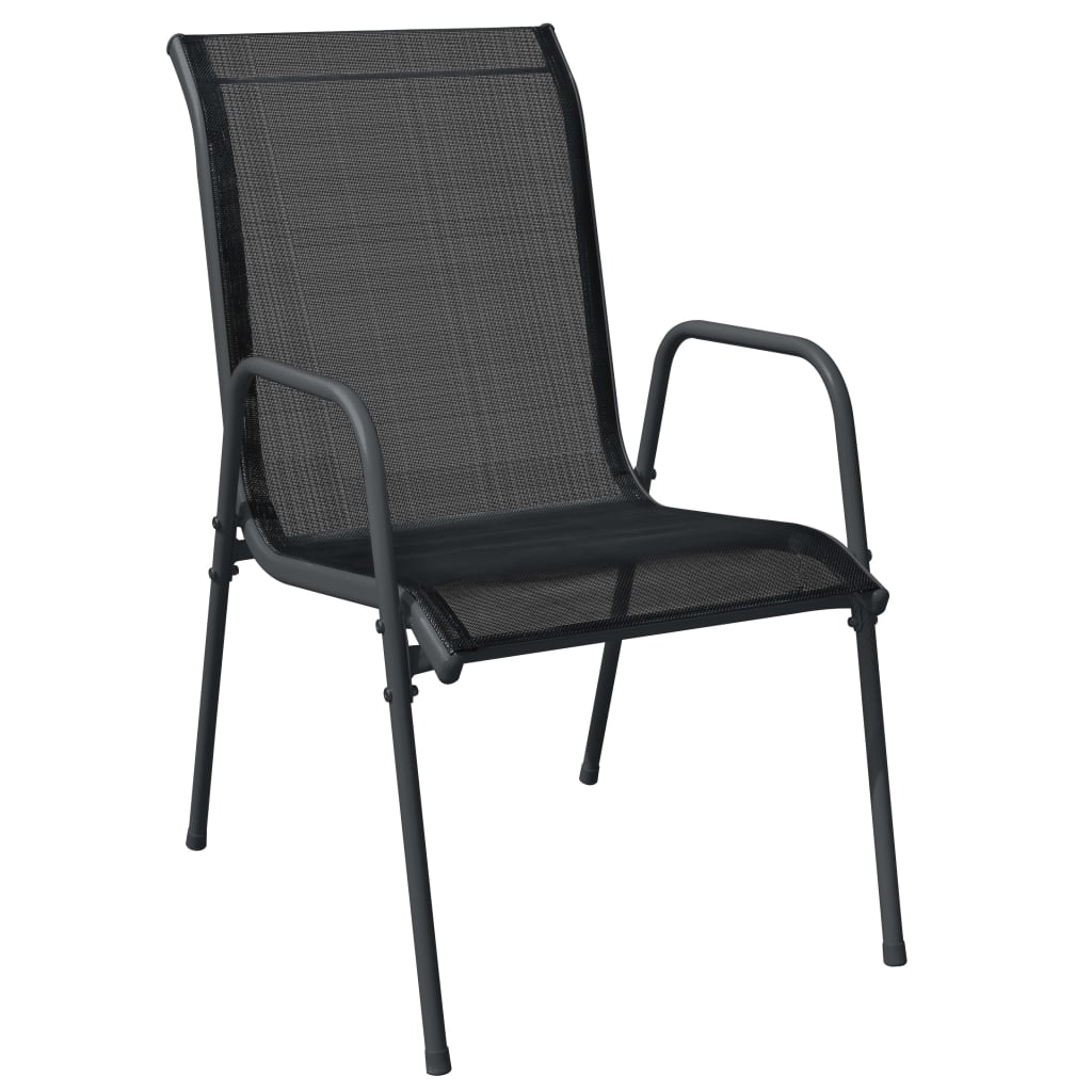 Garden Chairs 2 Pcs Steel And Textilene Black