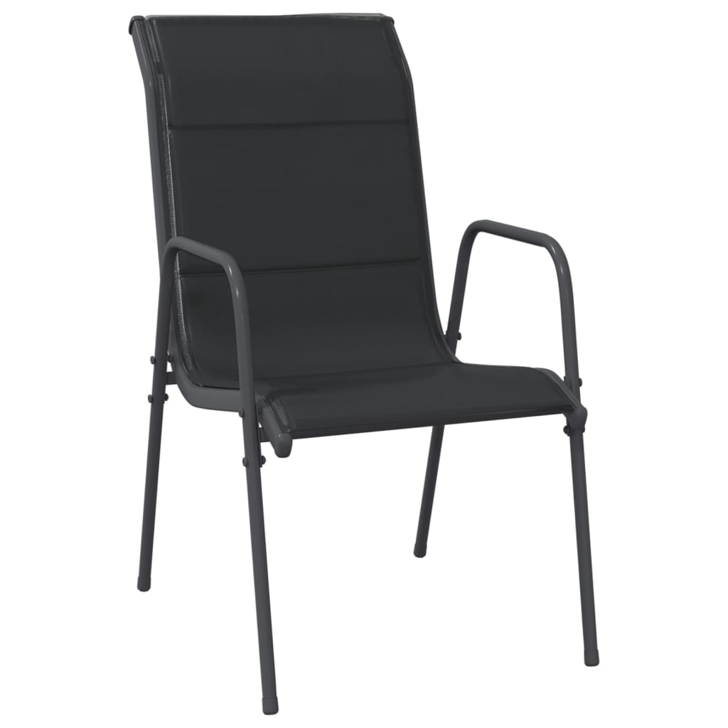 Garden Chairs 2 Pcs Steel And Textilene Black