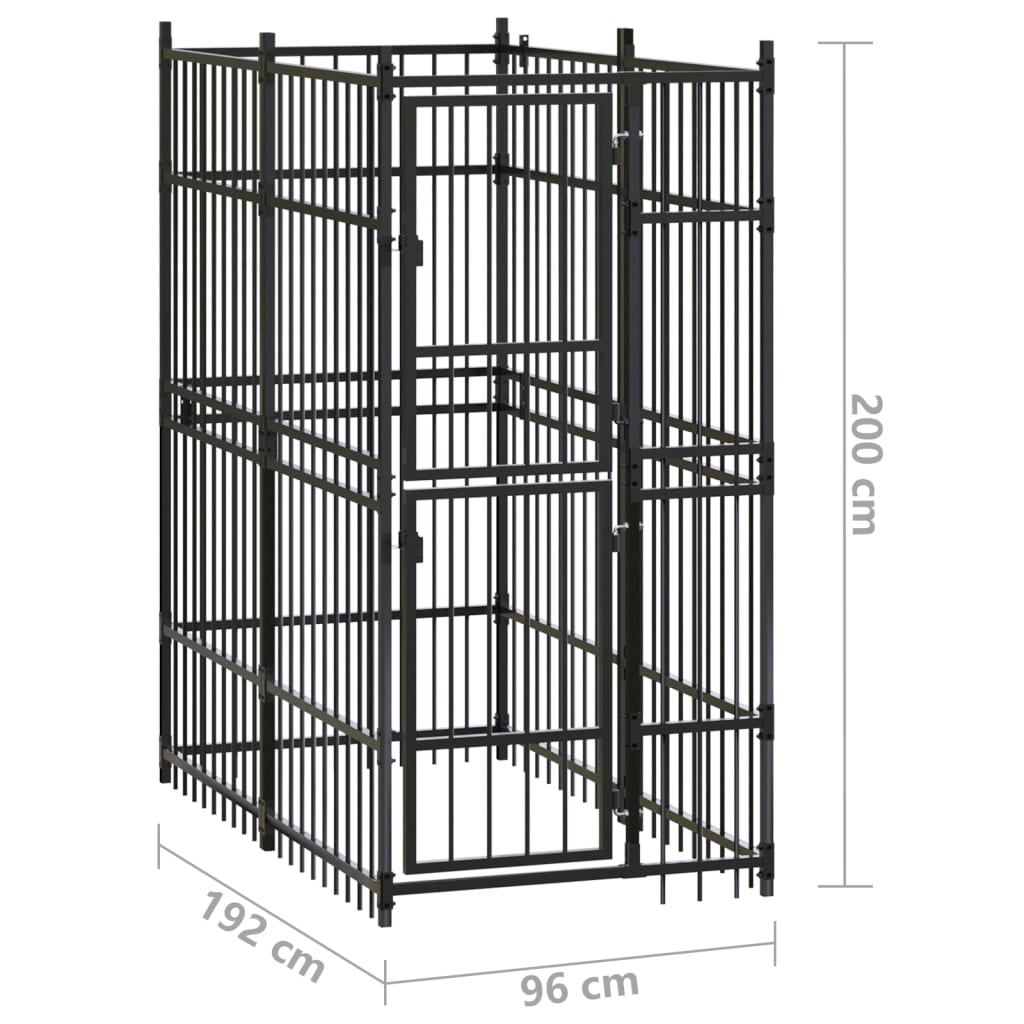 Outdoor Dog Kennel Steel 1.84 M²
