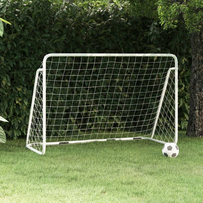 Football Goal With Net White Steel&Polyester