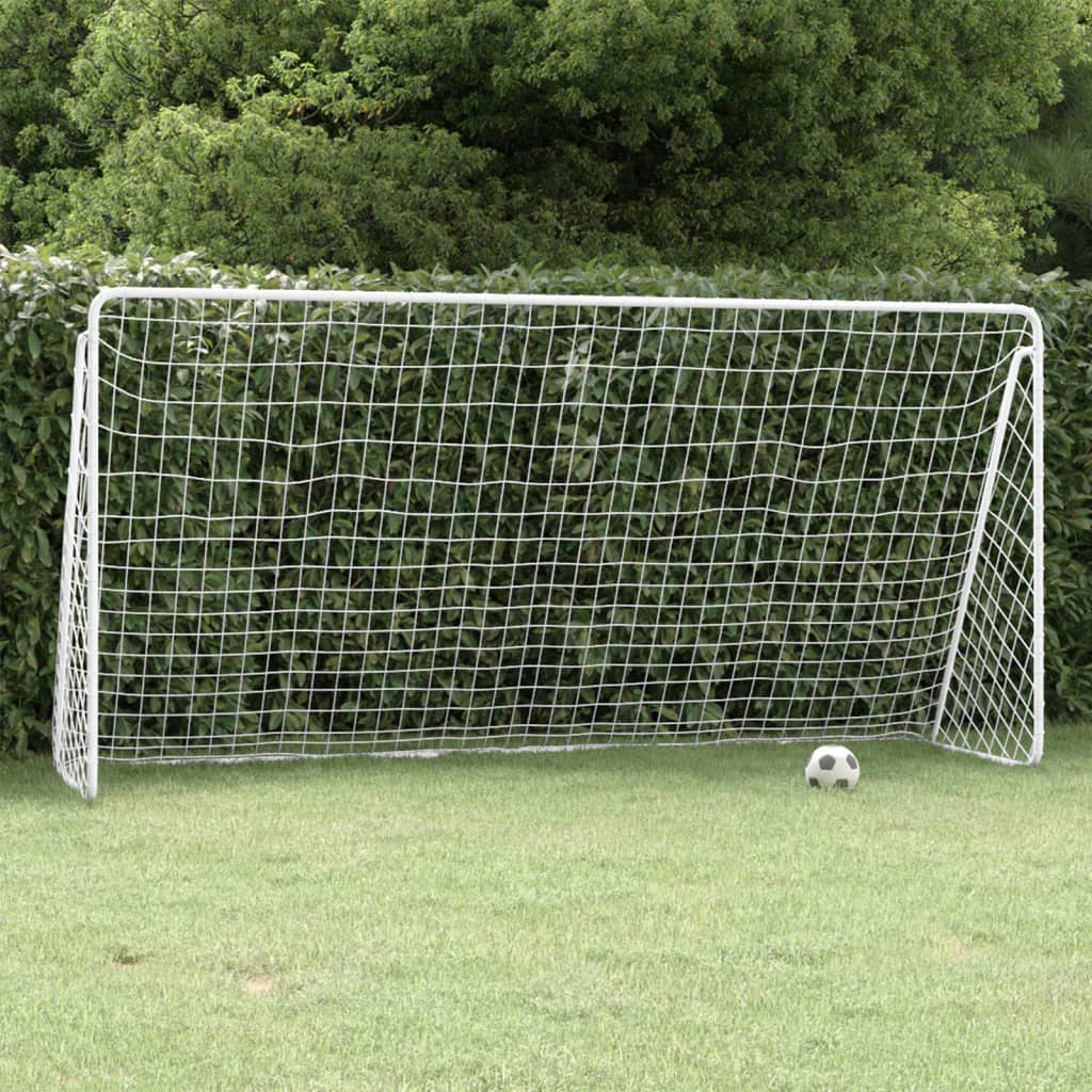 Football Goal With Net White Steel&Polyester