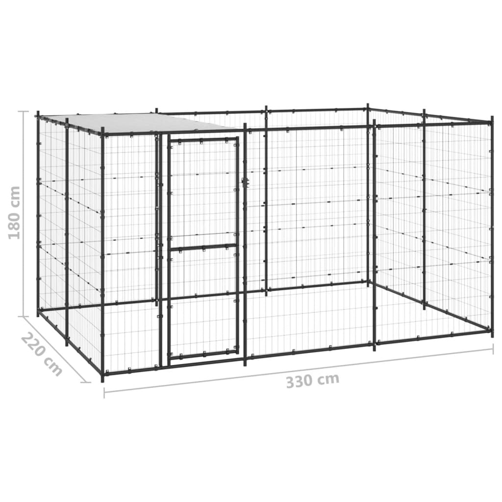Outdoor Dog Kennel Steel With Roof 7.26 M²