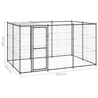 Outdoor Dog Kennel Steel With Roof 7.26 M²