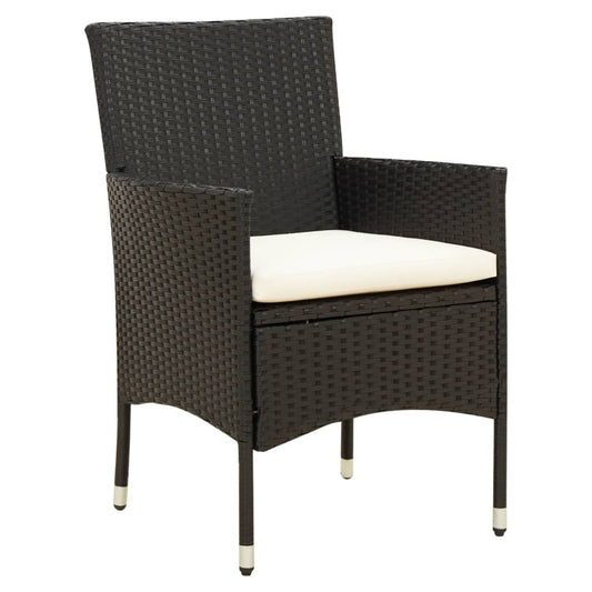 Garden Chairs With Cushions 2 Pcs Poly Rattan Black