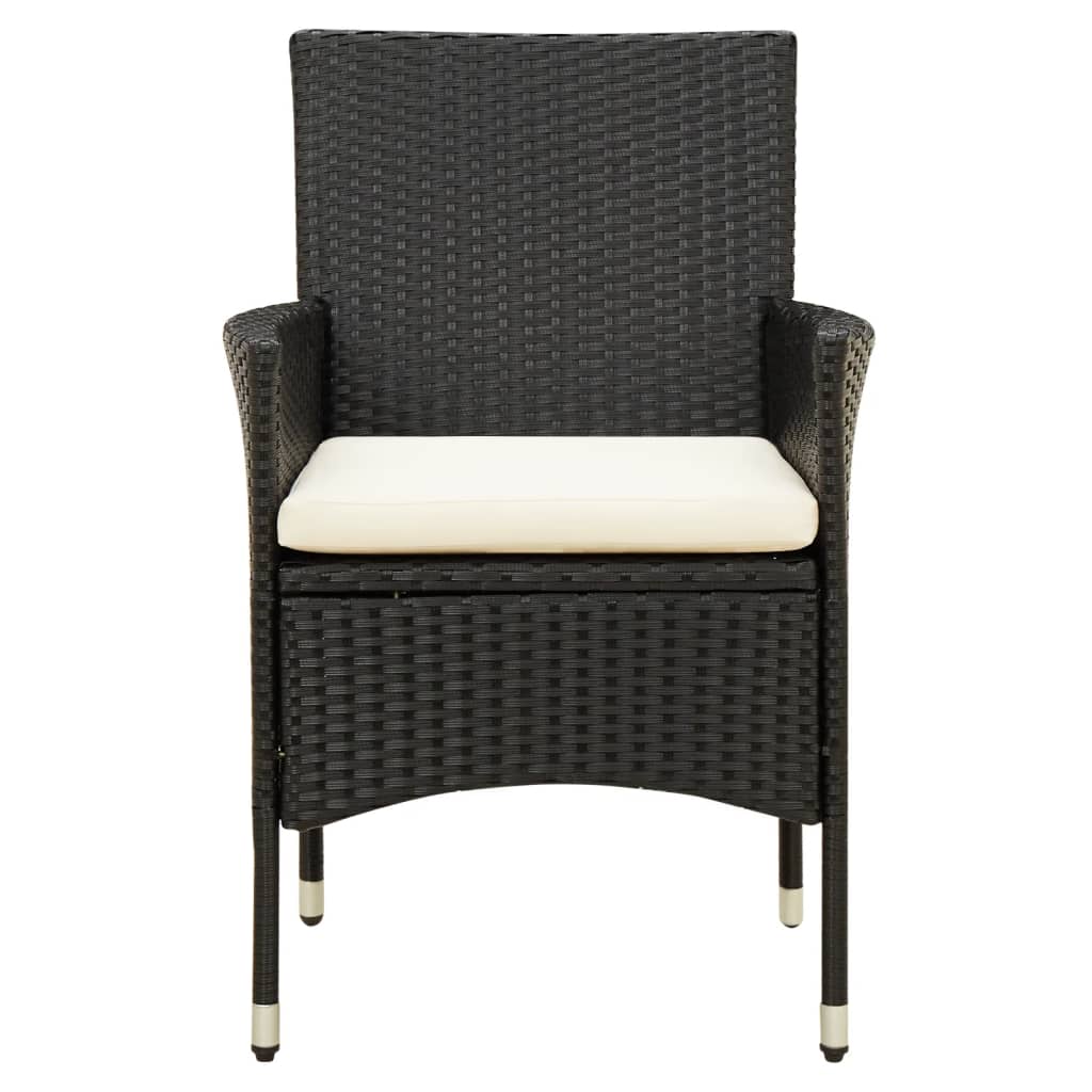 Garden Chairs With Cushions 2 Pcs Poly Rattan Black
