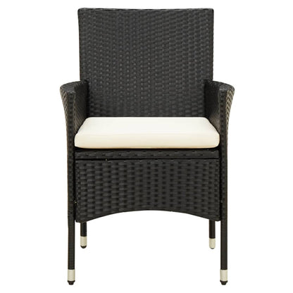 Garden Chairs With Cushions 2 Pcs Poly Rattan Black
