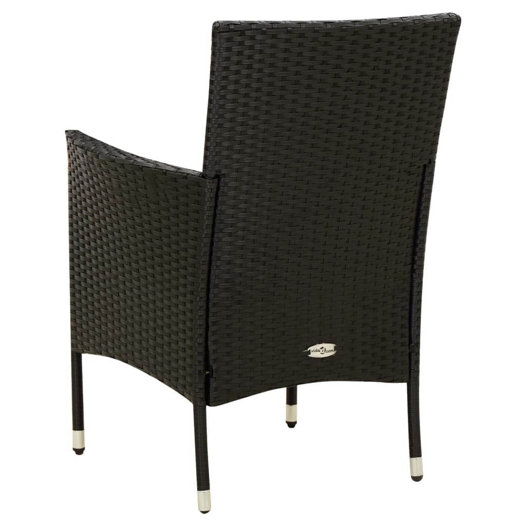 Garden Chairs With Cushions 2 Pcs Poly Rattan Black