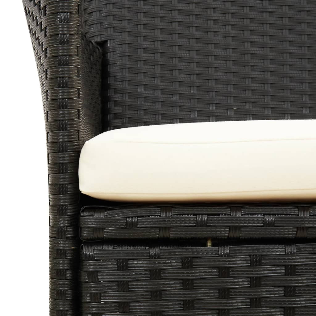 Garden Chairs With Cushions 2 Pcs Poly Rattan Black