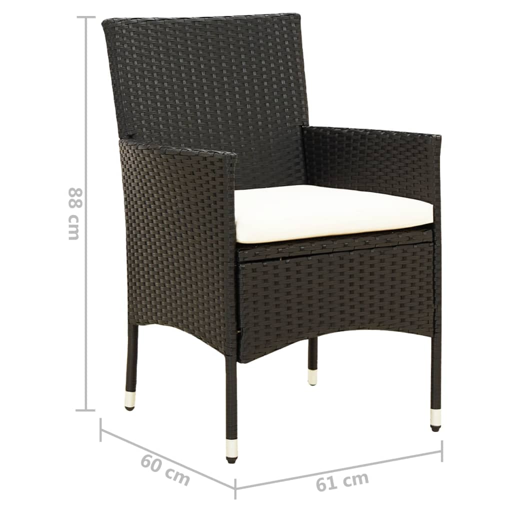 Garden Chairs With Cushions 2 Pcs Poly Rattan Black