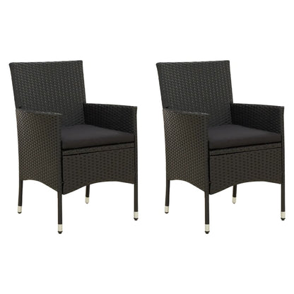 Garden Chairs With Cushions 2 Pcs Poly Rattan Black