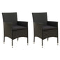 Garden Chairs With Cushions 2 Pcs Poly Rattan Black