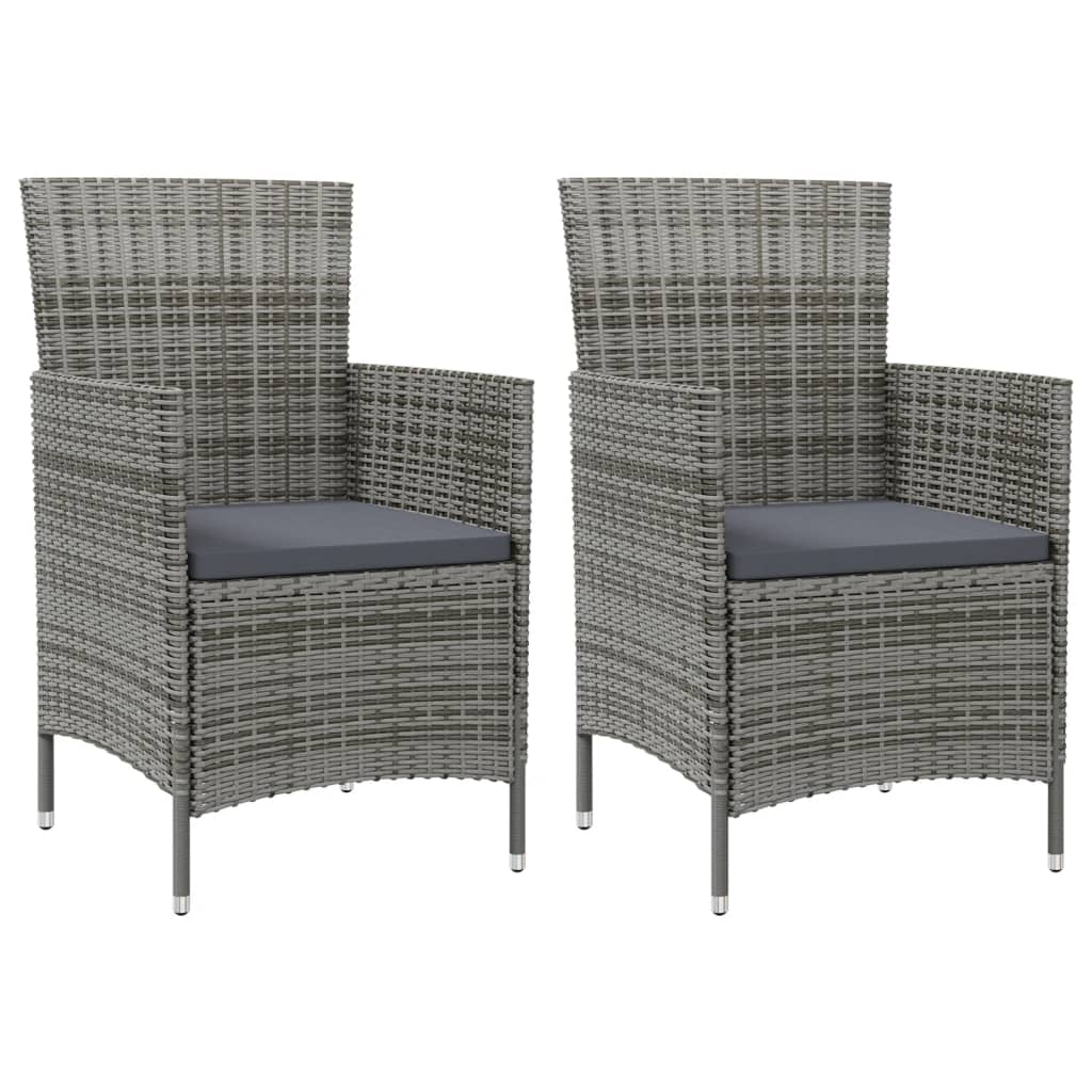 Garden Chairs With Cushions 2 Pcs Poly Rattan Black