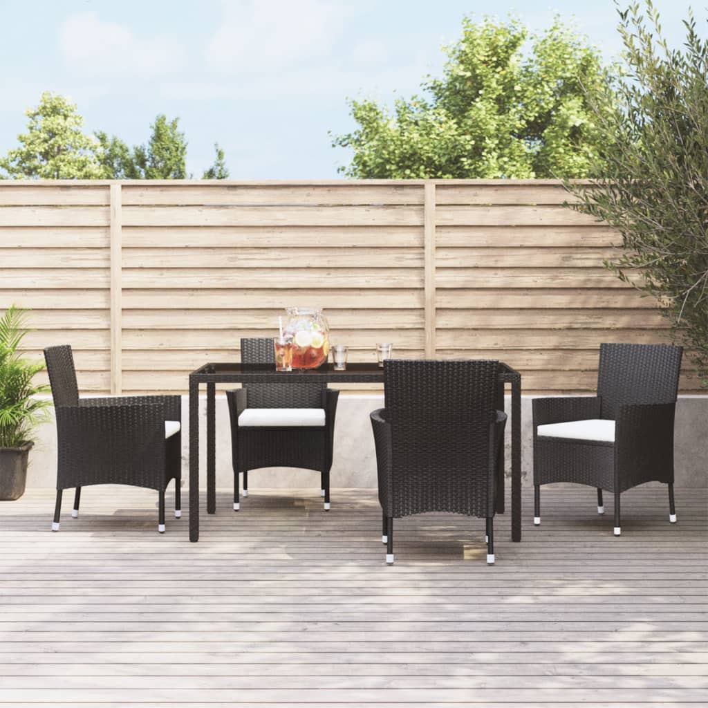 Garden Chairs With Cushions 2 Pcs Poly Rattan Black