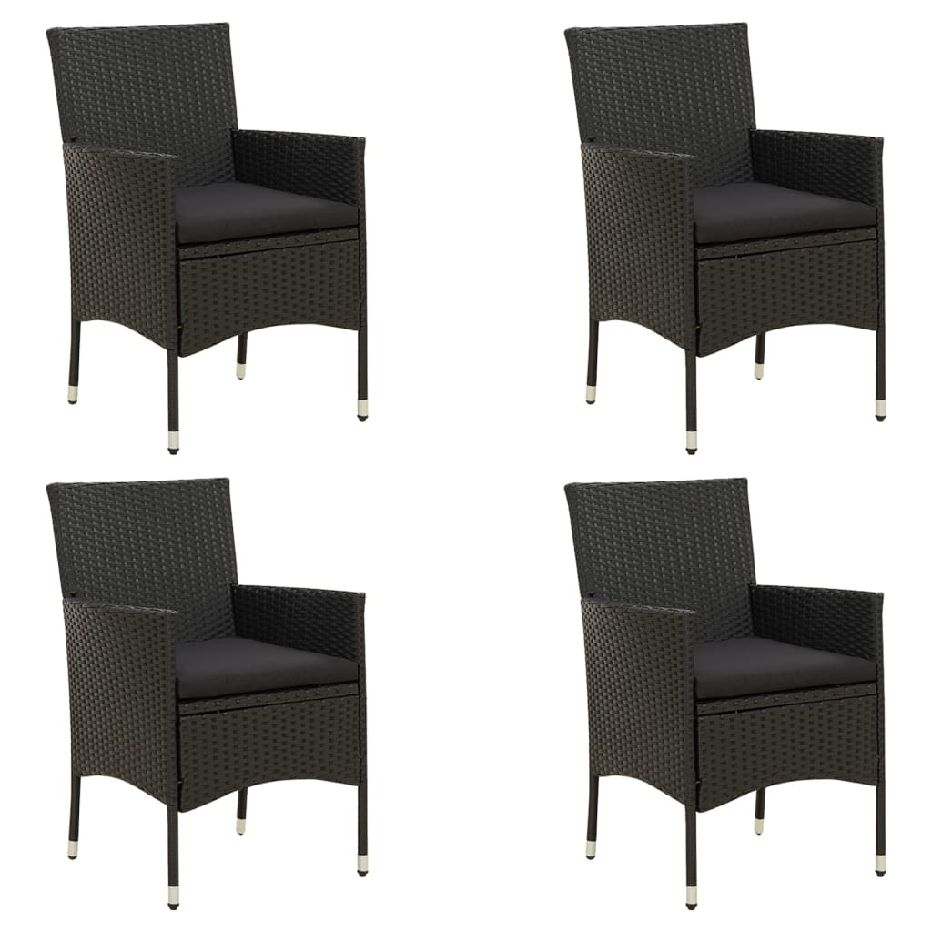 Garden Chairs With Cushions 2 Pcs Poly Rattan Black