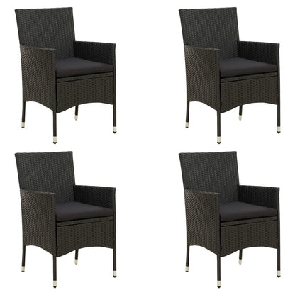 Garden Chairs With Cushions 2 Pcs Poly Rattan Black