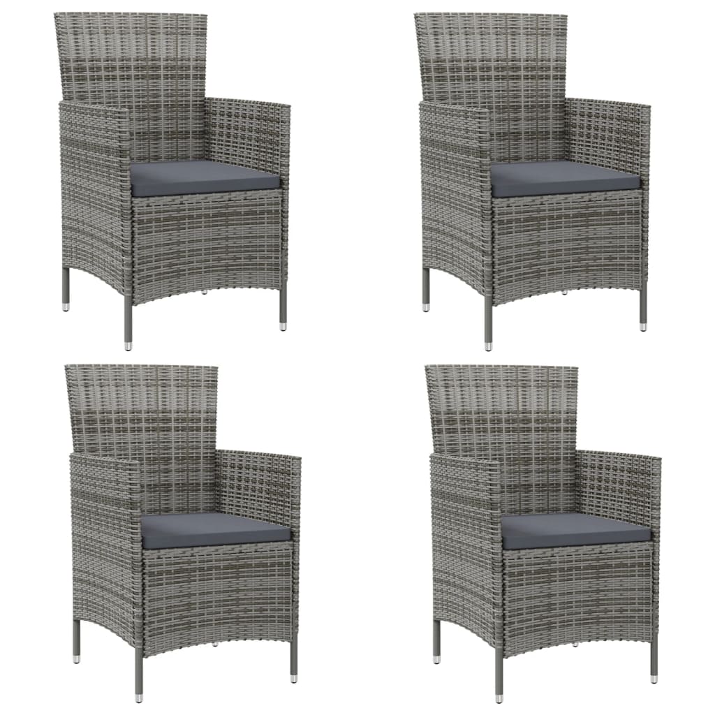Garden Chairs With Cushions 2 Pcs Poly Rattan Black