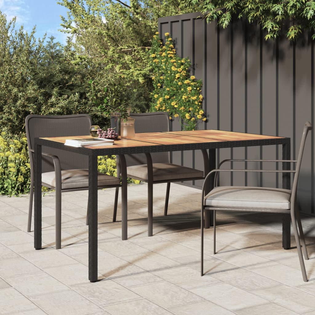 Garden Table Poly Rattan And Acacia Wood