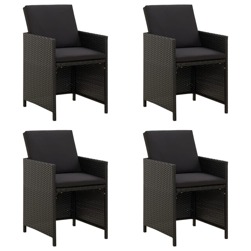 Garden Chairs 4 Pcs Poly Rattan Black