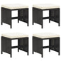 Garden Stools 4 Pcs With Cushions Poly Rattan Black