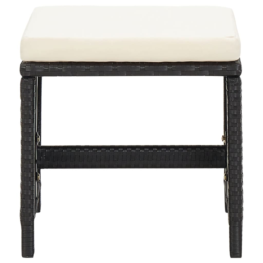 Garden Stools 4 Pcs With Cushions Poly Rattan Black