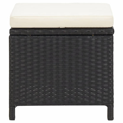Garden Stools 4 Pcs With Cushions Poly Rattan Black
