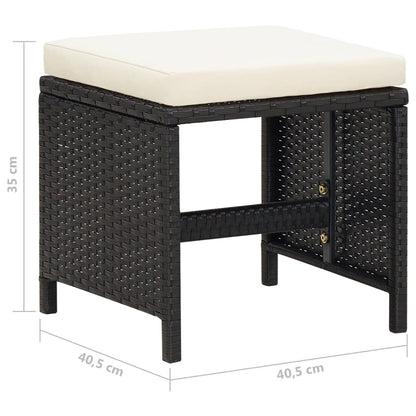 Garden Stools 4 Pcs With Cushions Poly Rattan Black