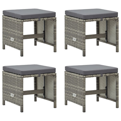 Garden Stools 4 Pcs With Cushions Poly Rattan Black