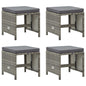 Garden Stools 4 Pcs With Cushions Poly Rattan Black