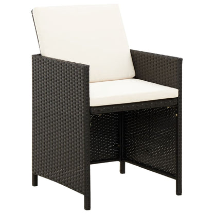 4 Piece Garden Chair And Stool Set Poly Rattan Black